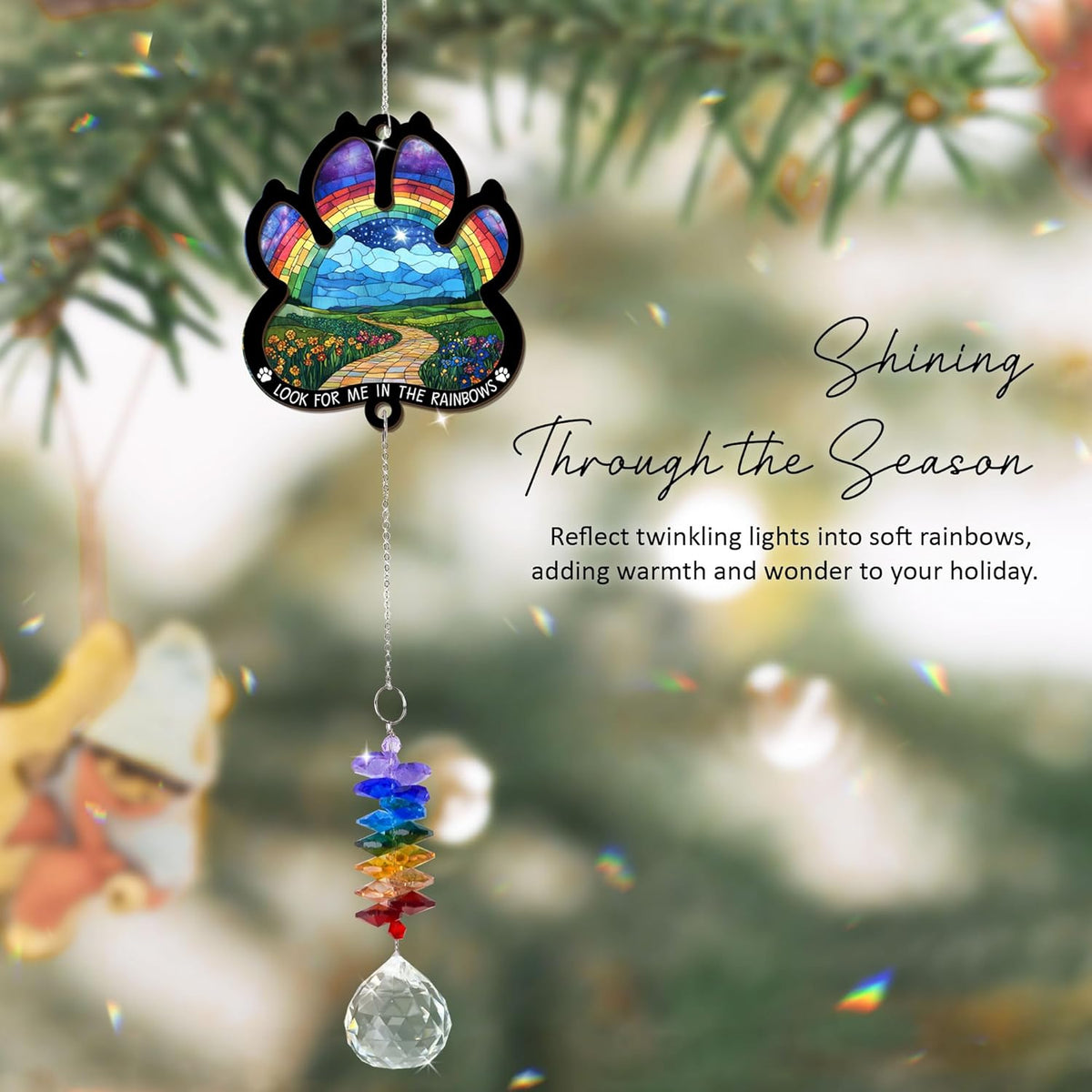 2 Layered Ornament Suncatcher - Christmas Birthday Gifts for Pet Lover - Rainbow Bridge Suncatcher