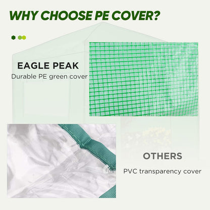 EAGLE PEAK Replacement Cover for 8x8 Portable Walk-in Pop up Greenhouse, Front and Rear Roll-Up