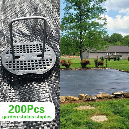 Bakulyor 200Pcs Landscape Staples + 200Pcs Gasket, 6 Inch Garden Stakes Staples 11 Gauge U Shaped