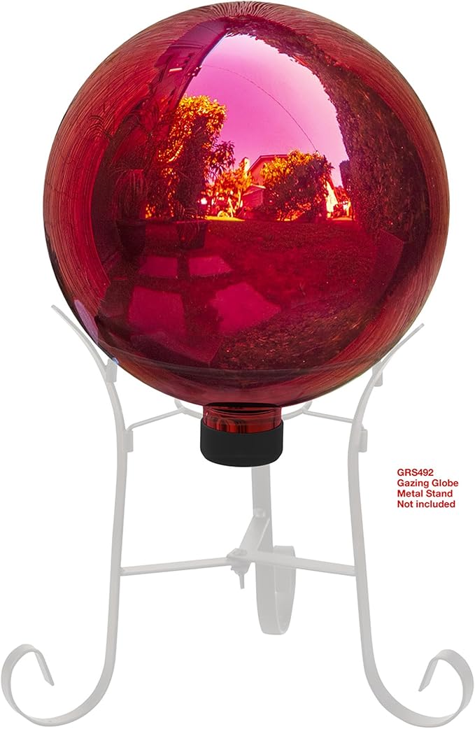 Alpine Corporation 10" Diameter Indoor Outdoor Glass Gazing Globe Yard Decor, Red