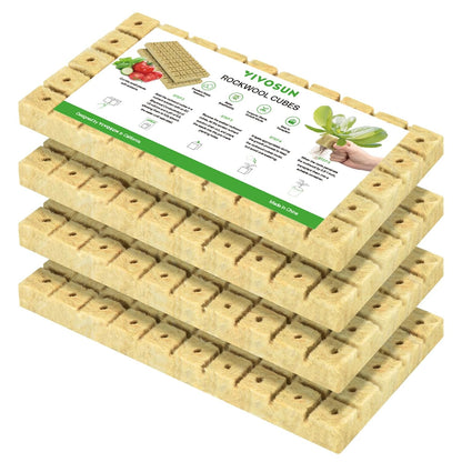 VIVOSUN 1" Rockwool Cubes, 200 Plugs Stonewool Starter Grow Cubes for Cuttings, Cloning, Plant