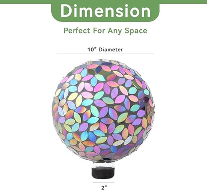 Lily's Home Colorful Mosaic Glass Gazing Ball, Designed with a Stunning Holographic Petal Mosaic