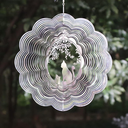 SPRING SONG Cat 3D Kinetic Wind Spinner for Yard and Garden Mirrored Stainless Steel Spinner Indoor