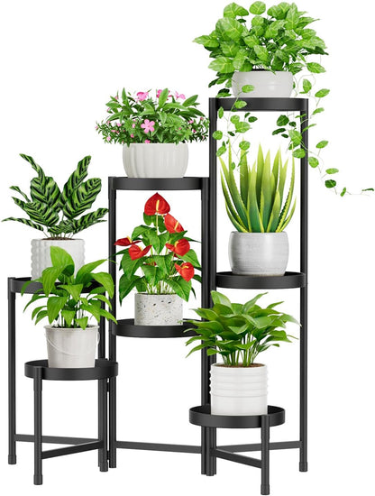 iDavosic.ly Plant Stand Indoor Outdoor, 7 Tier Corner Metal Flower Display Holder Shelf, Folding