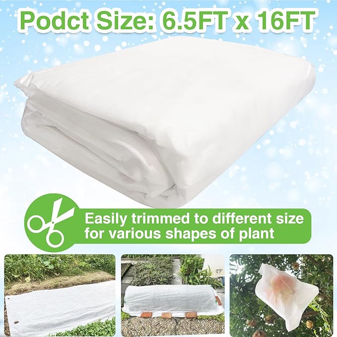 YFFSIDMY Plant Covers Freeze Protection, 6.5'x16' Frost Blankets for Outdoor Plants, Winter Tree