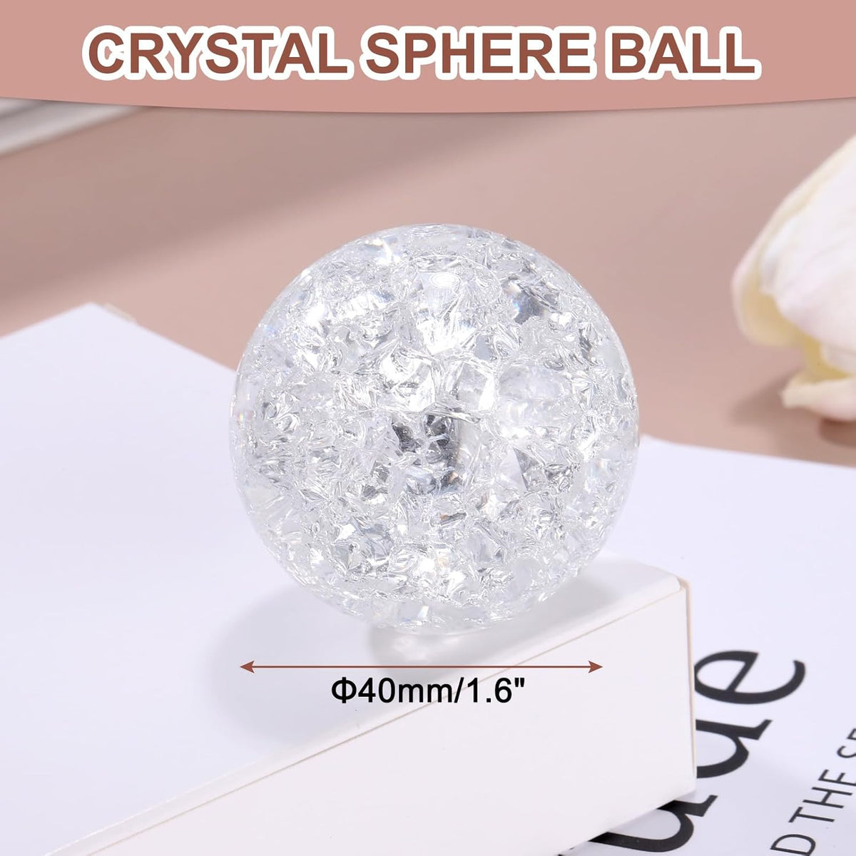 uxcell 40mm/1.6" Crystal Sphere Ball Ice Cracked Glass Solid Decorative Sphere Crystal Ball Prop