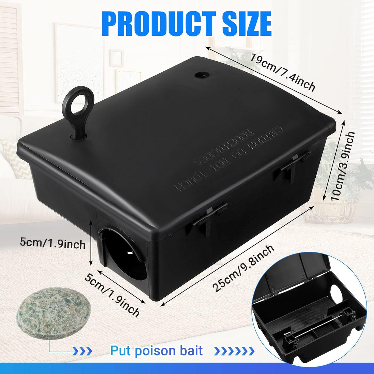 Qualirey 4 Pack Rat Bait Stations Large Rodent with Key Reusable Mouse Stations Mice Blocks Heavy