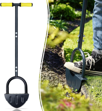 Colwelt Saw-Tooth Edger Lawn Tool, Half Moon Lawn Edger with T-Grip, Sidewalk Grass Long Handled