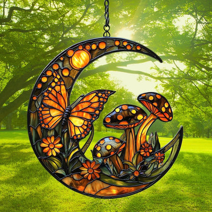 Cresent Forest Butterfly Acrylic Suncatcher Stained Glass Effect Window Car Hanging Christmas