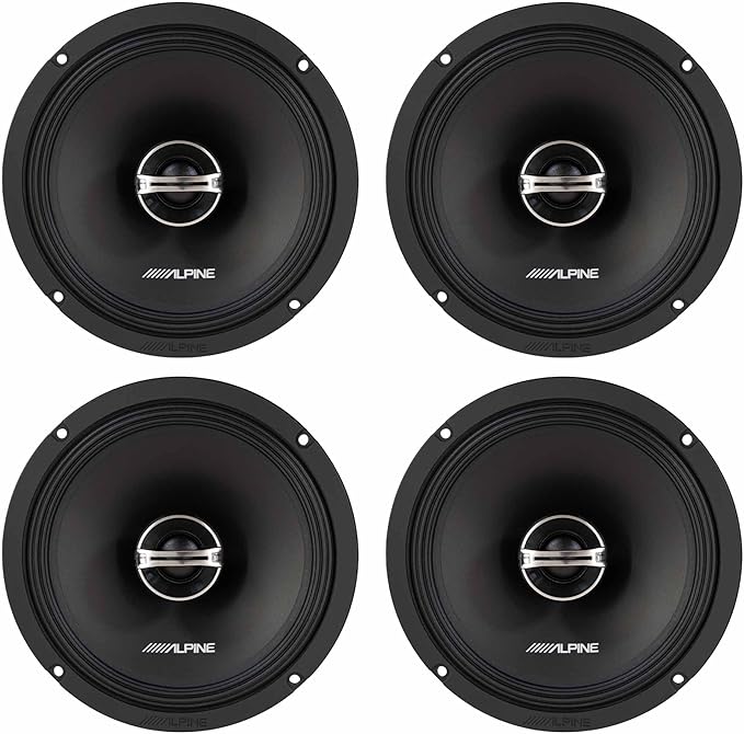 Alpine DM-65-G 6.5-Inch 2-Way Coaxial Speakers with Grille Bundle, 4 Speakers