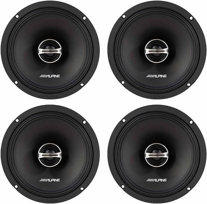 Alpine DM-65-G 6.5-Inch 2-Way Coaxial Speakers with Grille Bundle, 4 Speakers