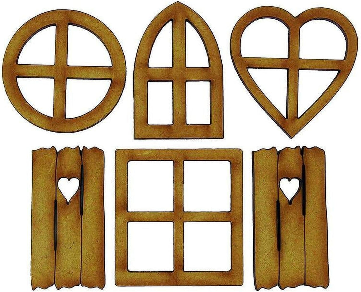 6Pcs Wooden Fairy Garden Door, Blank Door House and Windows Ornaments Tree Statues for Trunk Yard
