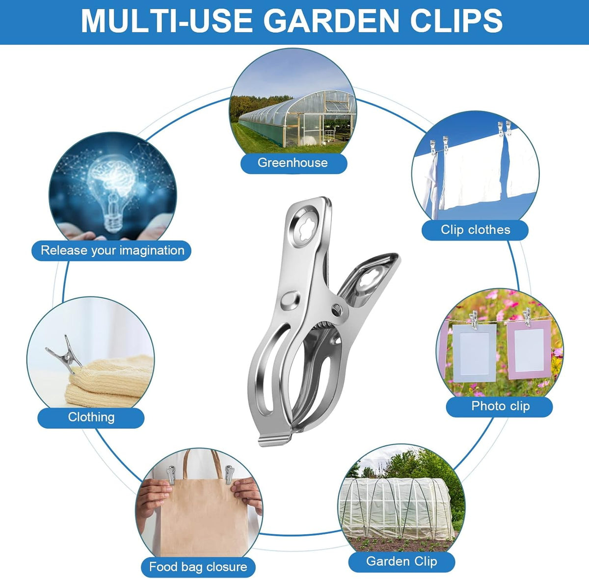 120 Pcs Greenhouse Clips, Garden Clips for Netting, Stainless Steel Greenhouse Clamps, Have a