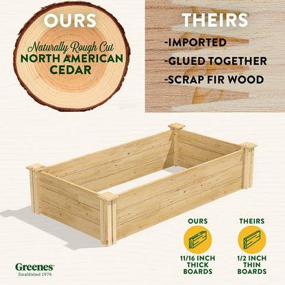 Greenes Fence Original Cedar Raised Garden Bed, 2' x 4' x 10.5" (3-Pack) - Made in USA with North