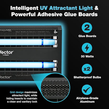 Catchmaster Vector 30, UV Light Fly Traps Indoor for Home, Electric Gnat Traps for House Indoor