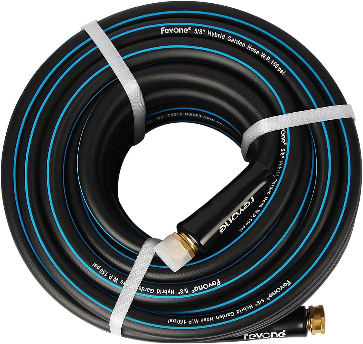 Fevone 50 ft x 5/8" Heavy Duty Garden Hose, Kink-Free Hybrid Polymer Water Hose, Lightweight