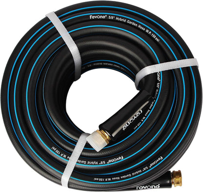 Fevone 50 ft x 5/8" Heavy Duty Garden Hose, Kink-Free Hybrid Polymer Water Hose, Lightweight