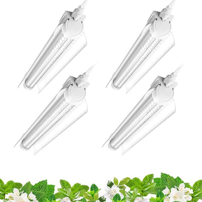 Barrina T8 Grow Lights for Indoor Plants, 5000K White Full Spectrum Grow Light Strip, 60W(4 x 15W)