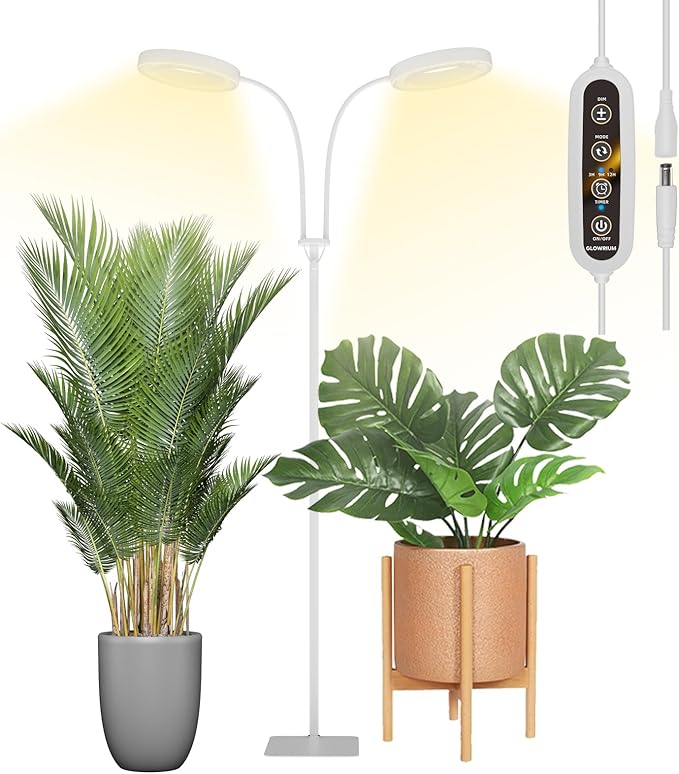 GLOWRIUM Grow Light with Stand,2-Head LED Plant Light for Indoor Plants, Full Spectrum Grow Lamp