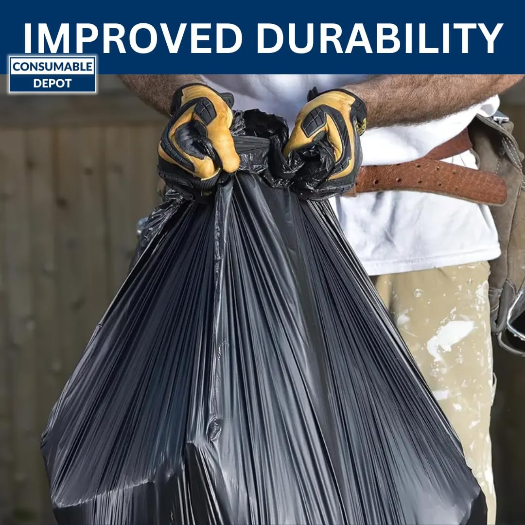 55 Gal Trash Bags | 150 Count | 36" X 60" Black Extra-Large Garbage Bags for Big Jobs