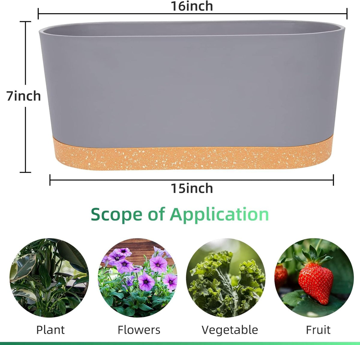 QCQHDU 16" L x 7.6" W x 7" H Window Planter Box, 2 Pack Self Watering Pots for Indoor Plants with