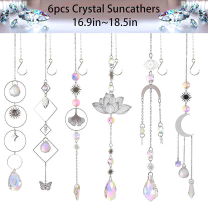 Sun Catchers, 6 Pieces Colorful Suncatchers Decorative Hanging Clear Crystal Prism Rainbow with
