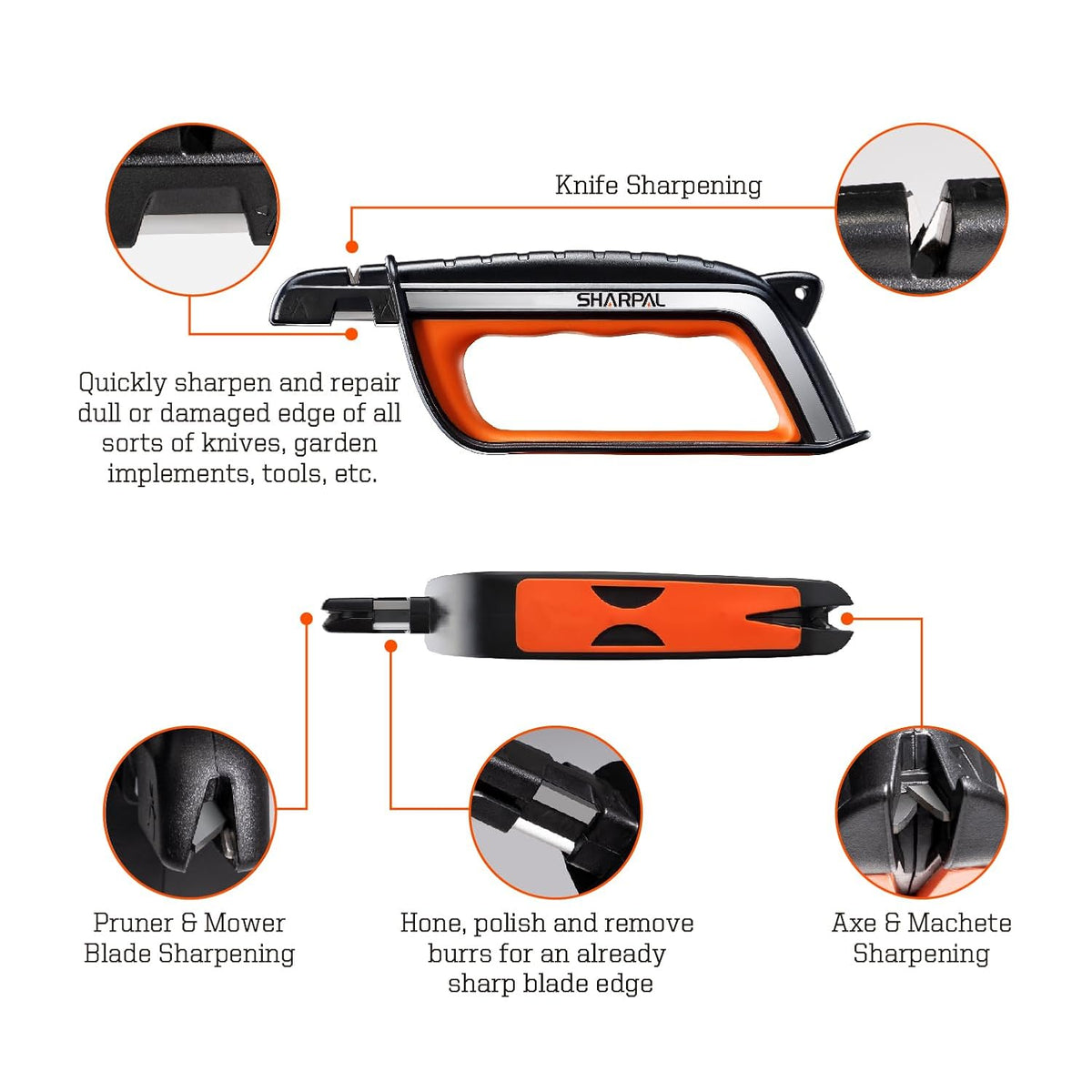 SHARPAL 103N All-in-1 Knife Garden Tool Multi-Sharpener for Lawn Mower Blade, Axe, Hatchet
