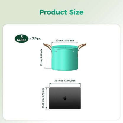 7 Pcs 5 Gallon Potato Grow Bag, PE Garden pots Plant Grow Bag with Branch-Binding Holes and Drain