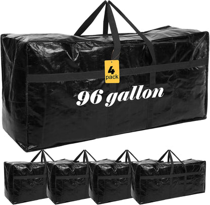 4 Pcs 96 Gallon Large Moving Bags with Zipper and Handles Foldable Storage Duffle Bags Heavy Duty
