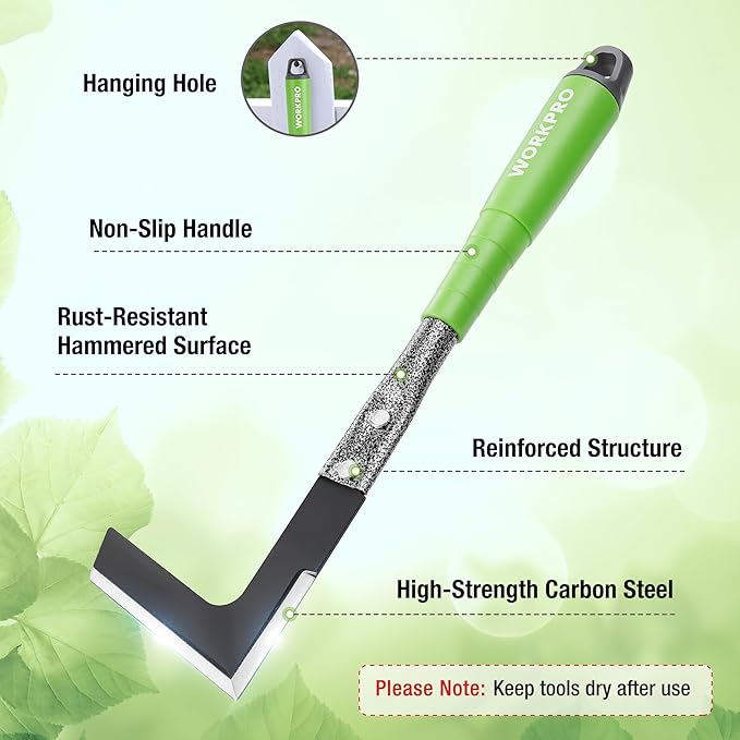 WORKPRO 6-Piece Garden Tool Set, Heavy Duty Gardening Hand Tools with Soft Rubber Handle, Including