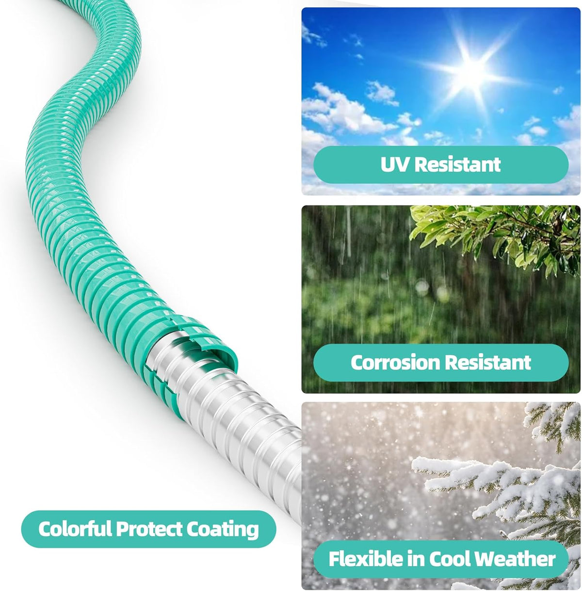 SPECILITE 75ft 304 Stainless Steel Garden Hose Metal, Heavy Duty Water Pipe with Nozzles for Yard