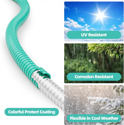 SPECILITE 75ft 304 Stainless Steel Garden Hose Metal, Heavy Duty Water Pipe with Nozzles for Yard