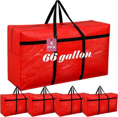 4 Pcs 66 Gallon Large Moving Bags with Zipper and Handles Foldable Storage Duffle Bags Heavy Duty