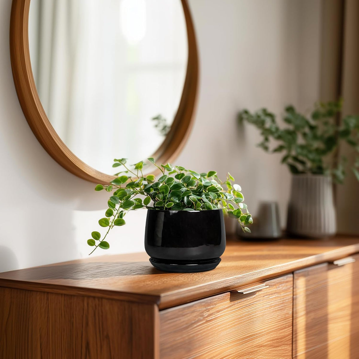 G EPGardening Small Ceramic Planter - 4 Inch Succulent Pots with Drainage Hole & Sacuer, Flower
