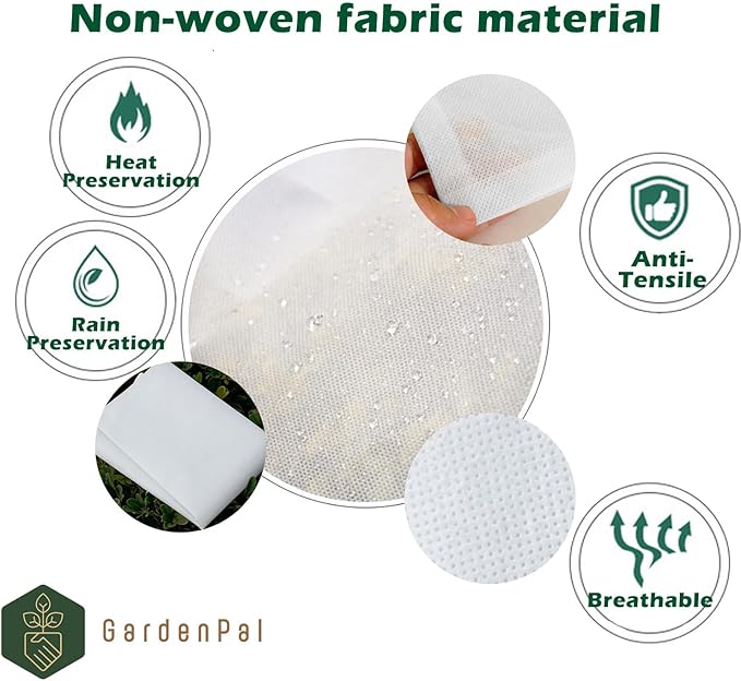 GardenPal 2 Pack Plant Covers Freeze Protection, 40''×47'' Thicken Frost Cloth with Drawstring