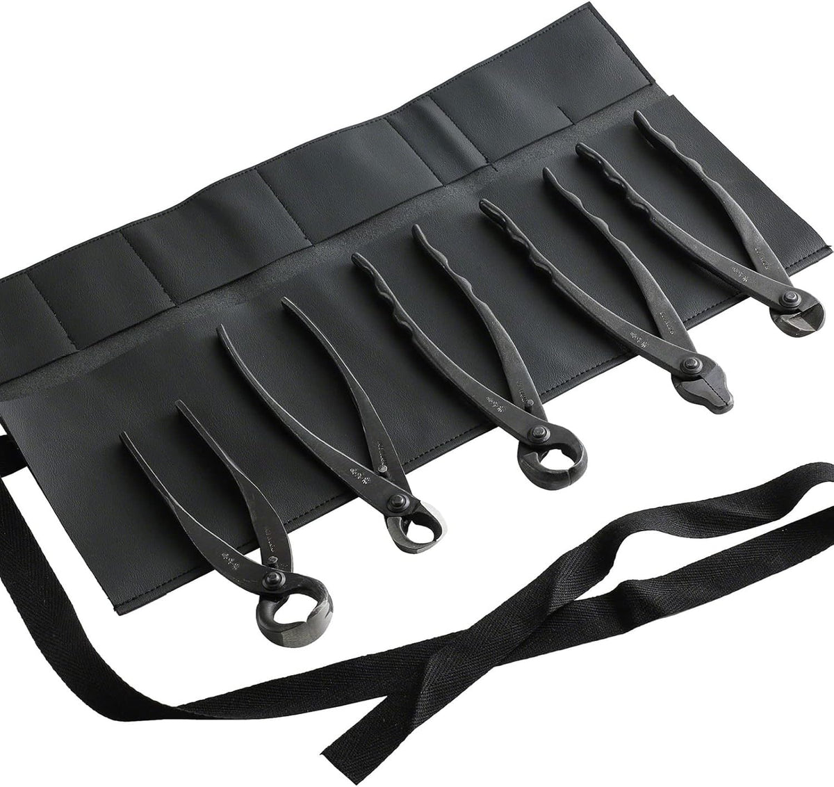 Wazakura Made in Japan 5 PCS Bonsai Cutter Tools Set with Roll Bag: Concave Branch Cutter, Knob