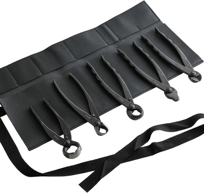 Wazakura Made in Japan 5 PCS Bonsai Cutter Tools Set with Roll Bag: Concave Branch Cutter, Knob
