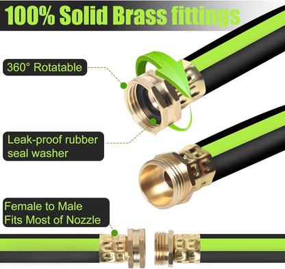 SYEENIFY Garden Leader Hose 5/8 in. x 6 ft Short Water Hose Male/Female Heavy Duty Hybrid Garden