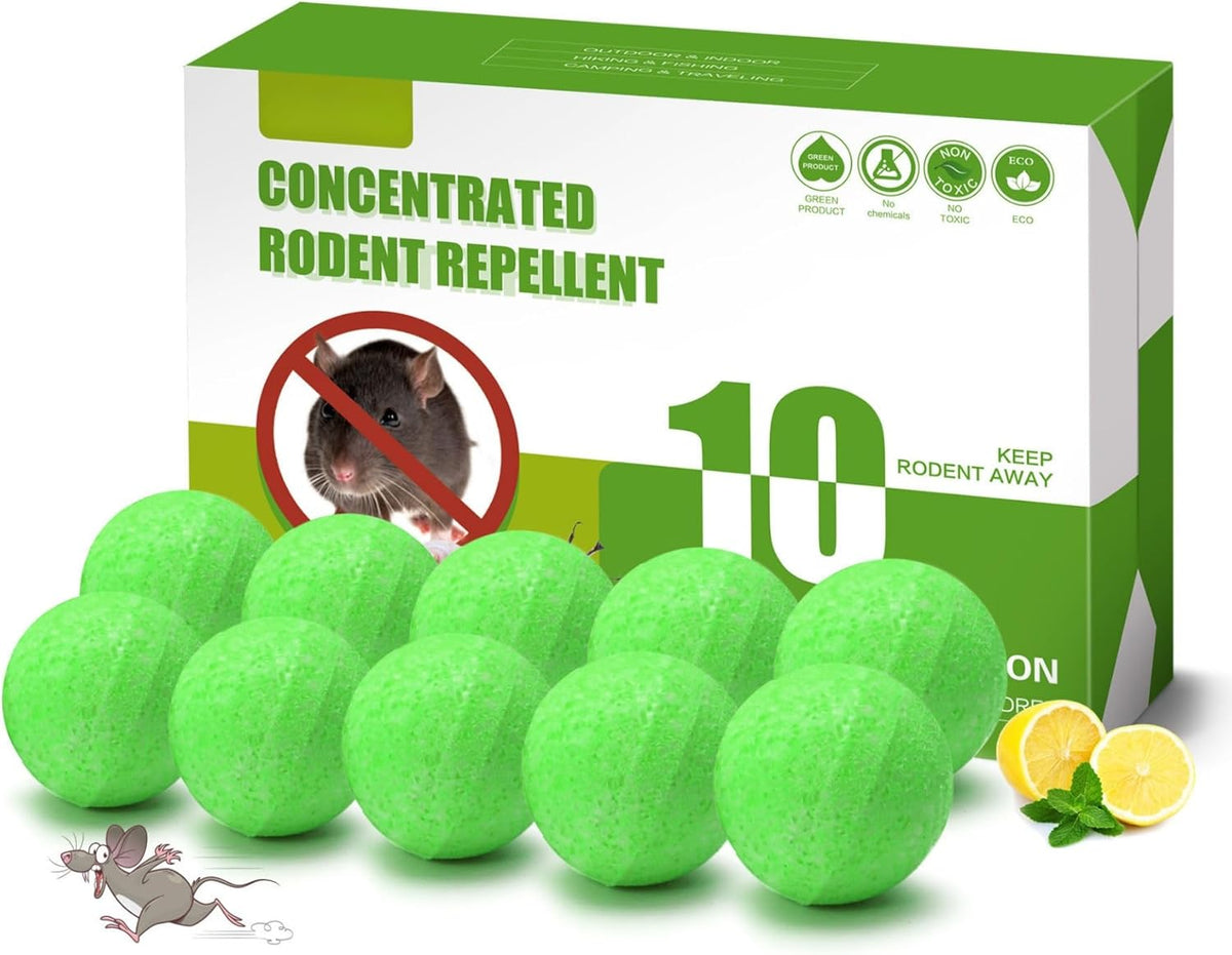 Rodent Repellent Balls,10Pcs Mouse Repellent Balls Peppermint Oil for Mice Squirrel Mole Pests