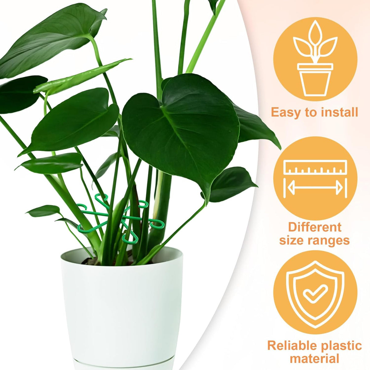 3PCS Plant Stem Support, 3 Sizes Climbing Houseplant Stem Holders, Plastic Reusable Flower Trellis