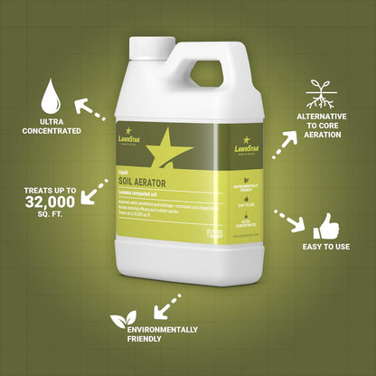 Liquid Lawn Aerator (32 fl oz) - Loosens & Conditions Compacted Soil - Alternative to Core and
