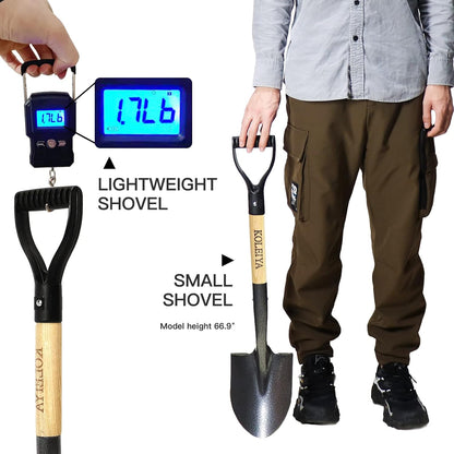 Small Short Handle Shovel - 28 Inches Overall Length - Kids Metal Sand Shovel for Digging and