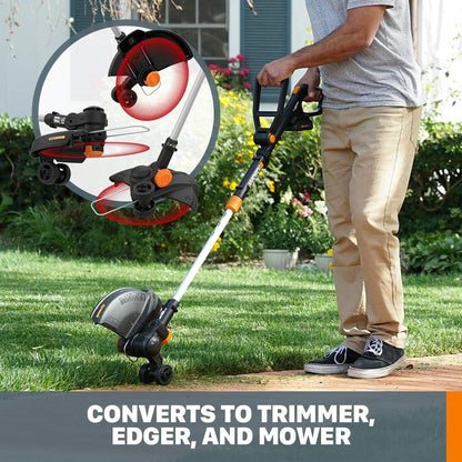 Worx String Trimmer/Edger/Lawn Mower 3-in-1 Grass Trimmer GT Revolution 20V 12" (2 Batteries &
