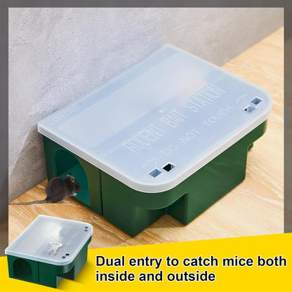 Qualirey 4 Pcs Rat Bait Station 8.86 x 7.28 x 3.62 in Rat Traps with Openable Lid, Blocks Boxes