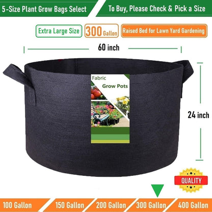 300 Gallon Large Raised Garden Bed Bag (60x24 inch) Big Garden Bag Sturdy Plant Grow Bag for