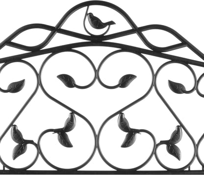 Evelyne Decorative Garden Border Edging: Faux Wrought Iron Leaf & Bird Design