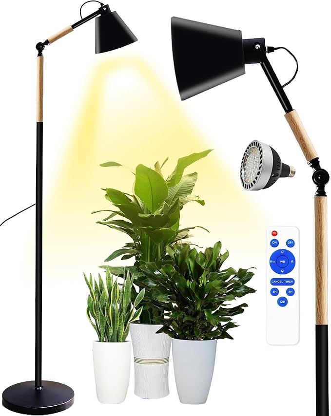Standing Plant Grow Light, LED Growing Light Full Spectrum for Indoor Plants，4/8/12H Timer, Flow
