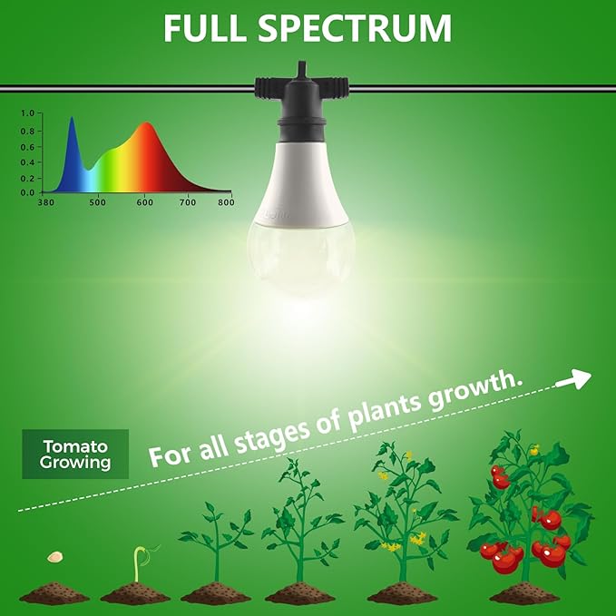 A25 Bulb Plus Size, 15W Grow Bulb,150W Equivalent,LED Grow Light Bulbs, Full Spectrum Grow