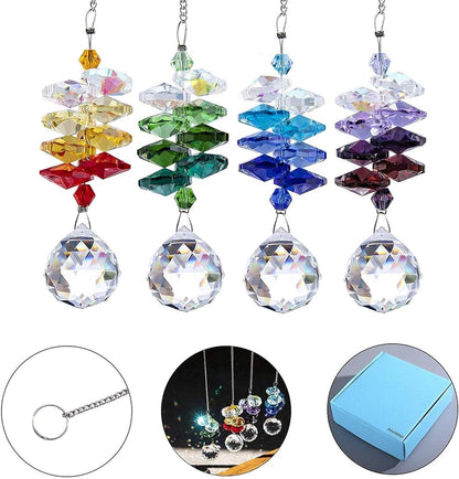 HDCRYSTALGIFTS 4PCS Crystal Hanging Sun Catchers for Window Indoor Rainbow Maker Suncatchers