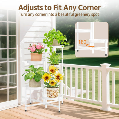 LASZOLA 5 Tiered Folding Plant Stand Indoor for Multiple Large Planter, Tall Heavy Duty Adjustable